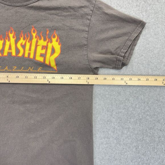 Thrasher Magazine Shirt Men's Medium M Grey Y2K Vintage Skate Flames Fade - Picture 7 of 8